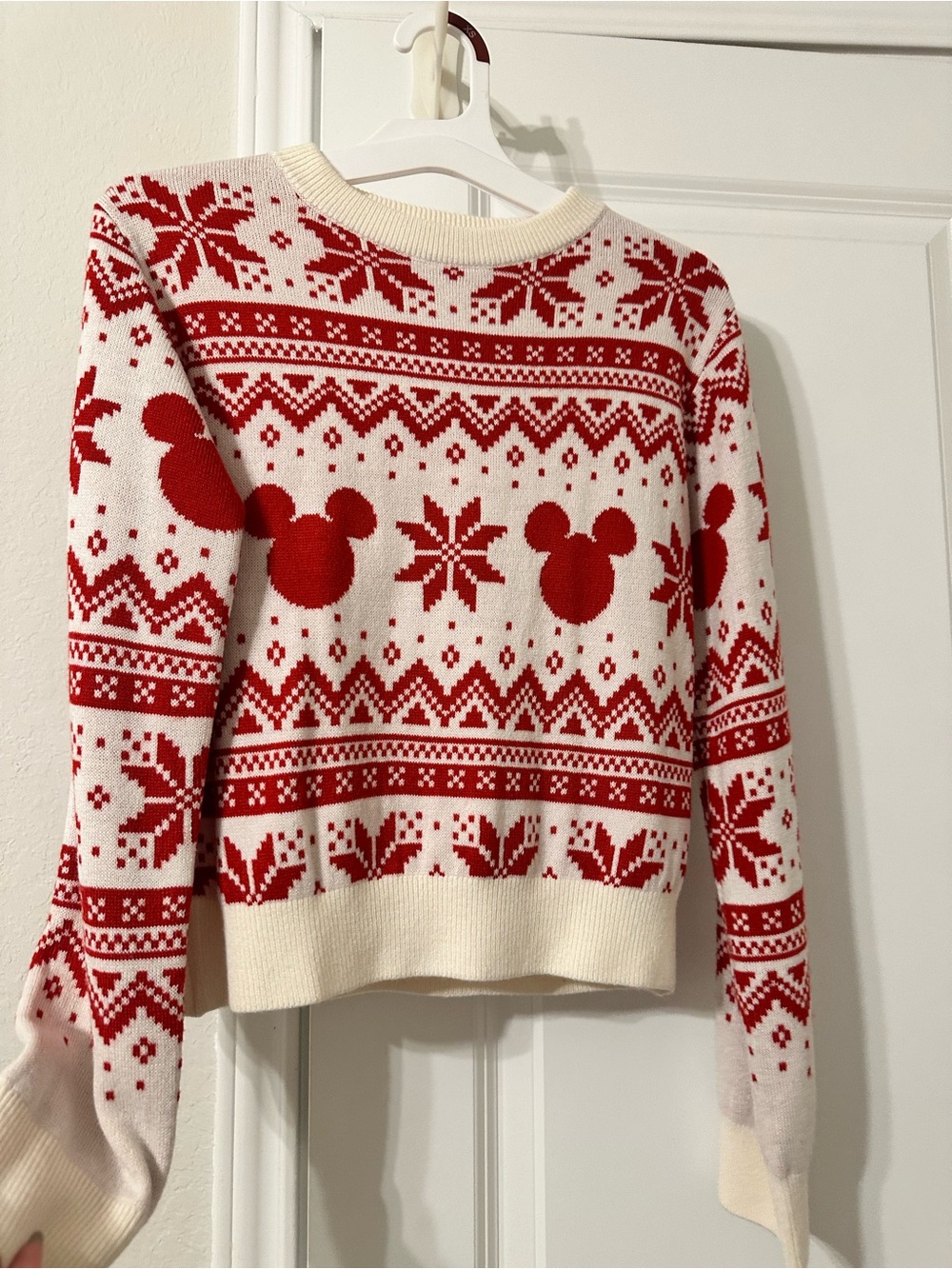 H&M Red and Cream Holiday Fair Isle Crewneck Sweater
